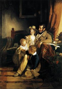 Friedrich Von Amerling : Rudolf von Arthaber with his Children